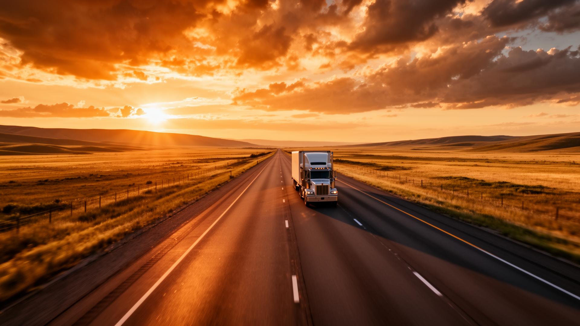 Open highway at sunset